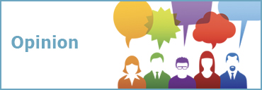 a clip art of five different people, each in a different color (orange, green, purple, red, blue) and each with a differently shaped text bubble over their head. Text reads 'Opinion'