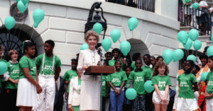 Nancy Reagan at a "Just Say No" Rally at The White House, 5/22/1986